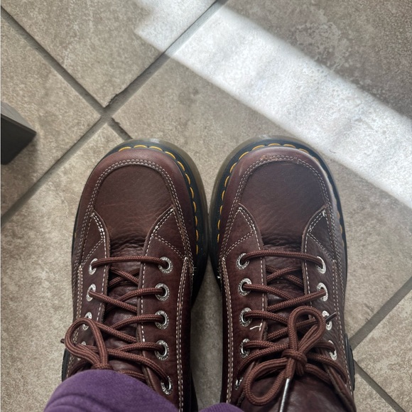 NEW Dr Marten Buzz Dark Brown Grizzly Leather Platform Shoes size woman 8 - Picture 2 of 2